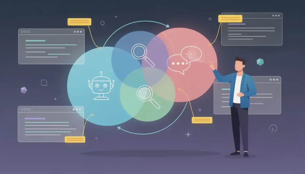 Diagramma differenze tra SEO AEO e GEO