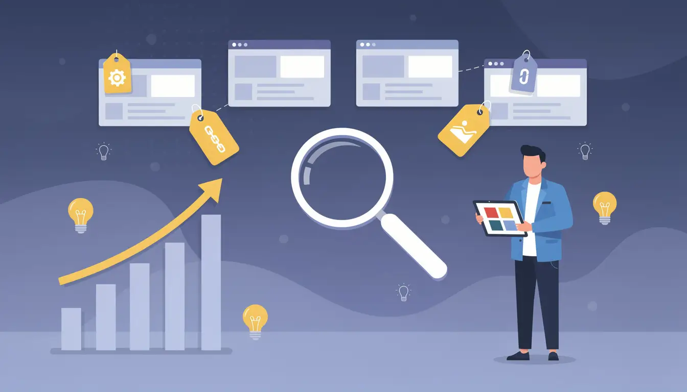 Infografica ottimizzazione SEO con le 4 aree principali