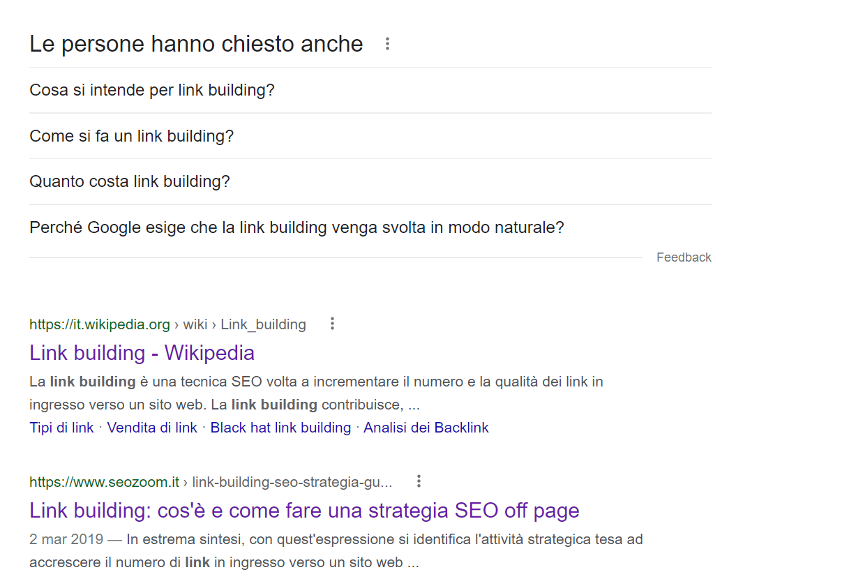 Cerca la tua parola chiave target su Google