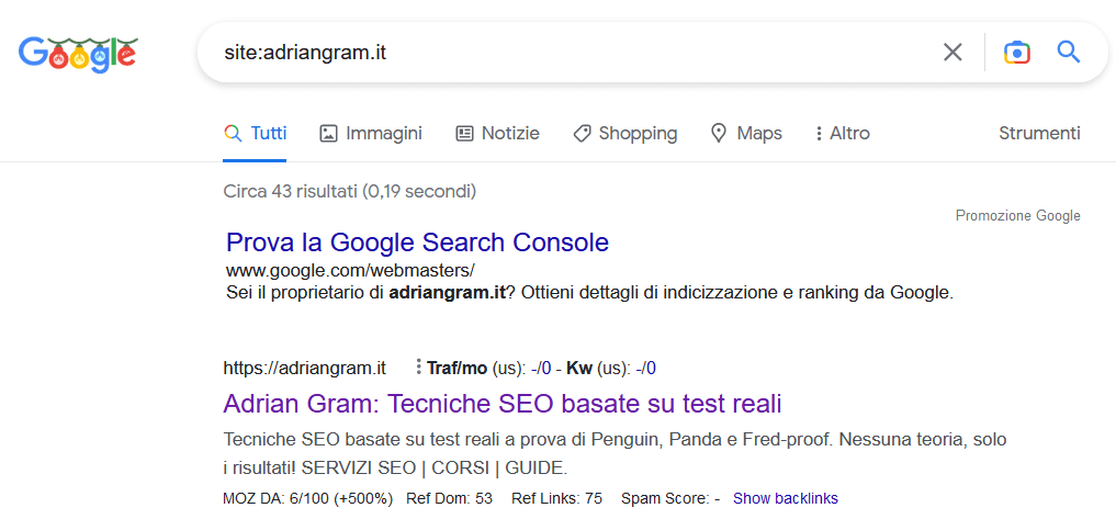 Eseguire una ricerca su Google con la funzione site