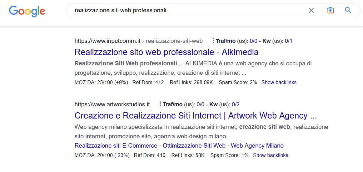 Inserisci la parola chiave long tail in Google