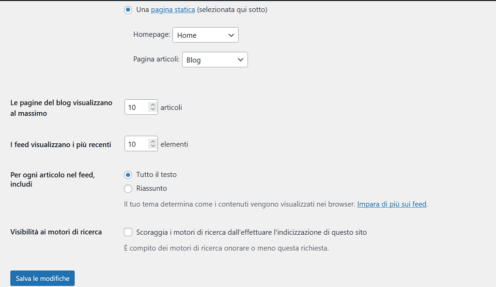Assicurati che il tuo sito sia visibile a Google - impostazioni WordPress