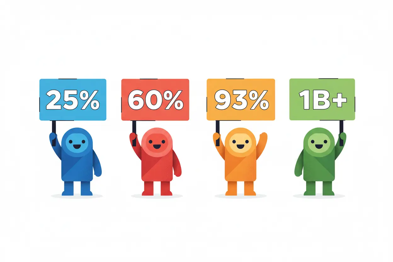 Statistiche ricerca AI 2025 - 25% query gestite da AI