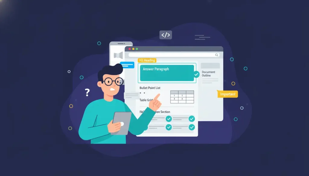 Struttura contenuto ottimizzata per AEO e featured snippet